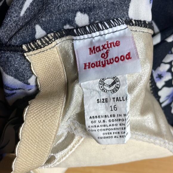 Vintage 80’s Maxine of Hollywood floral one piece swim dress women’s 16 - Picture 9 of 11